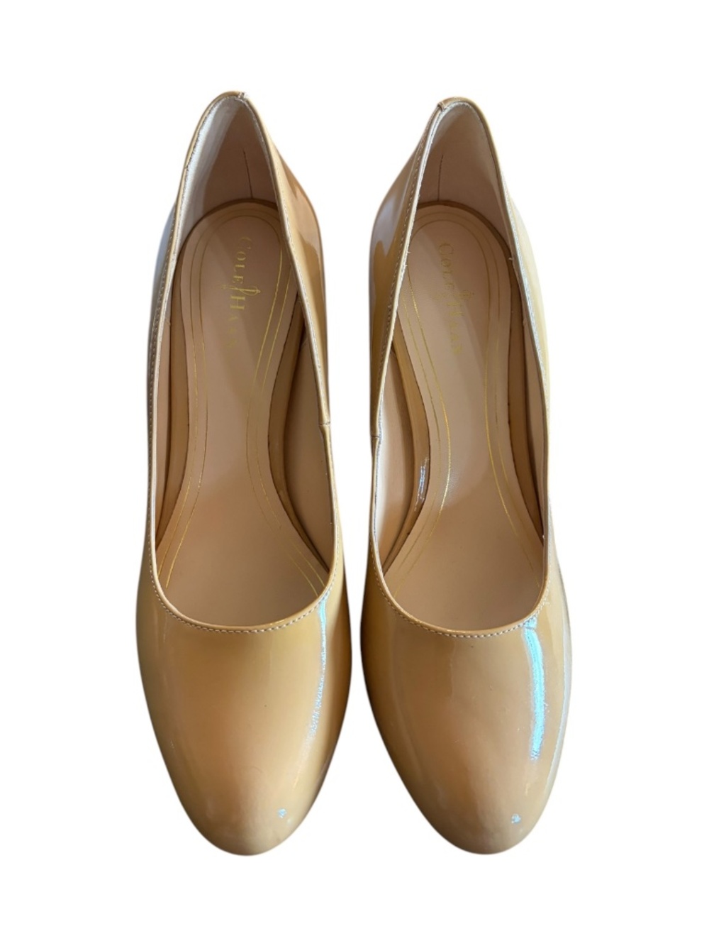 Cole Haan Chelsea Nike Air Nude Patent Leather Platform Pumps Size 7.5B